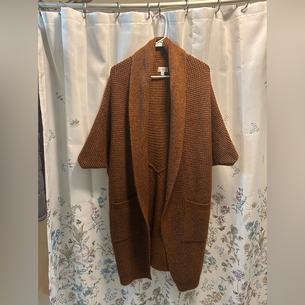 Wonderly Rust Open-Front Knit Cardigan